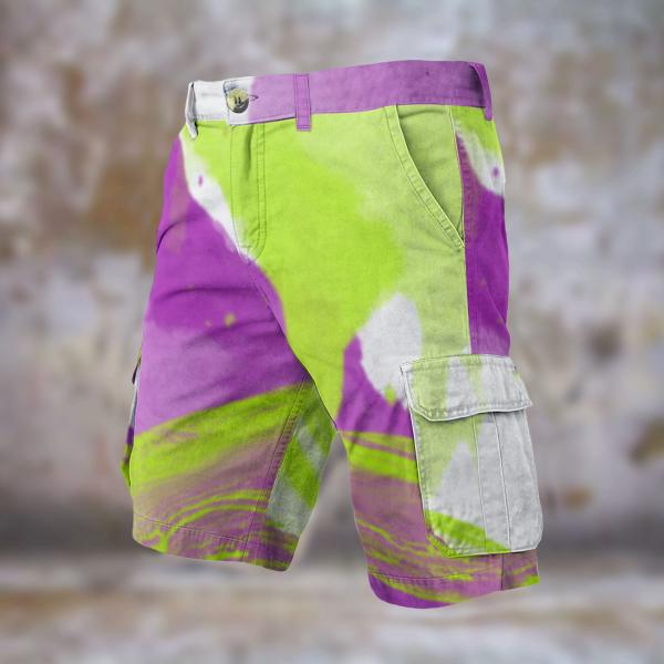 Cargohose mit afrikanischen Tiermotiv Giraffe - Hose, lang oder kurz, bunt, 100% Polyester, Grösse S-5XL, fester Stoff, Normale Passform, Afrika